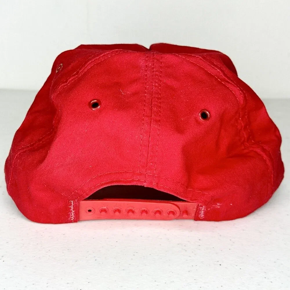 Vintage Smith &‎ Wesson Red Adjustable Snapback Hat Old Logo Patch